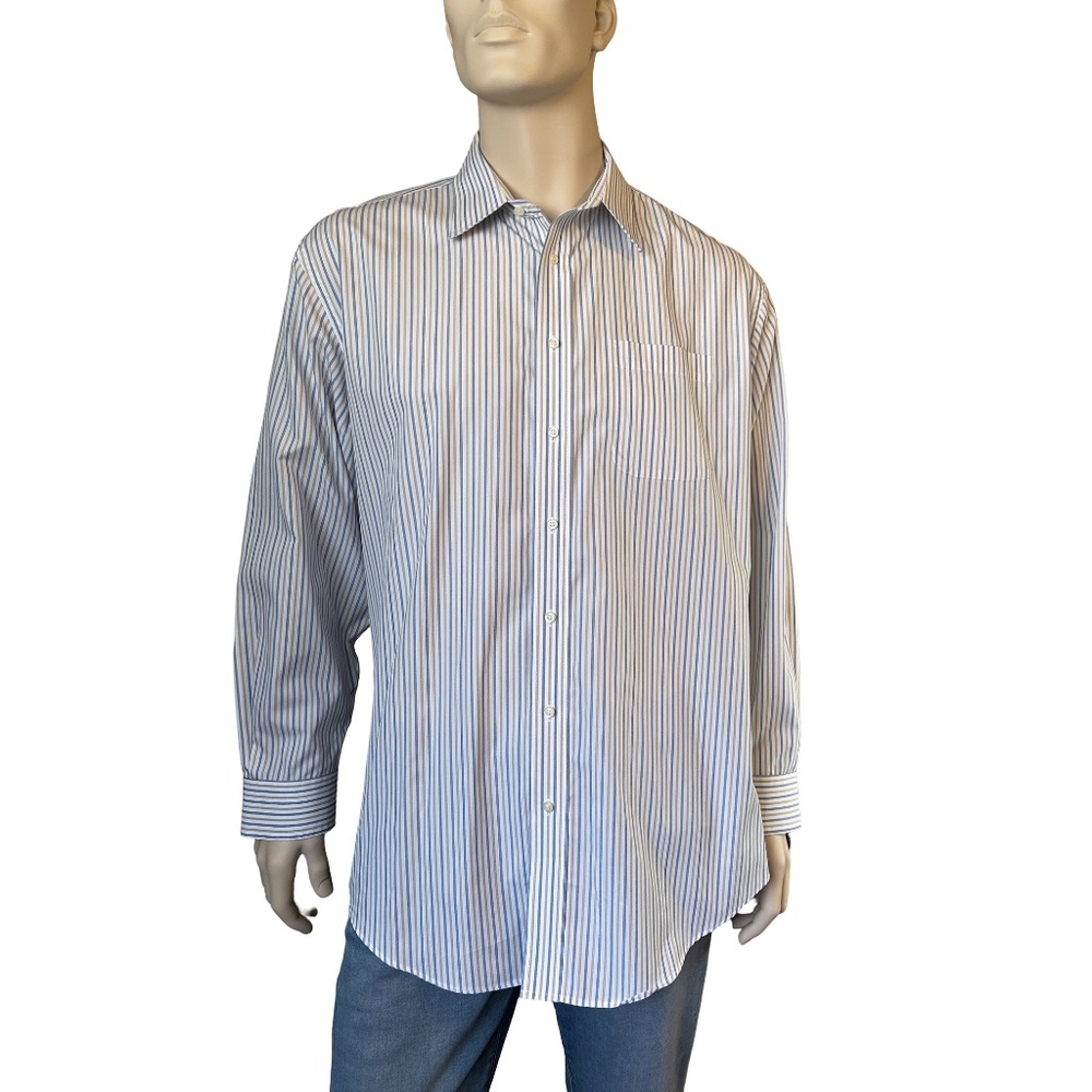 Josh A Bank Executive Collection Dress Shirt 100% Cotton Two Tone Stripe NWOT XL